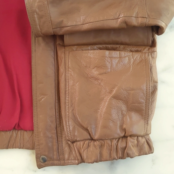 Vintage Lakeland Men 100% Genuine Leather lined jacket removable faux fur collar - Picture 5 of 8